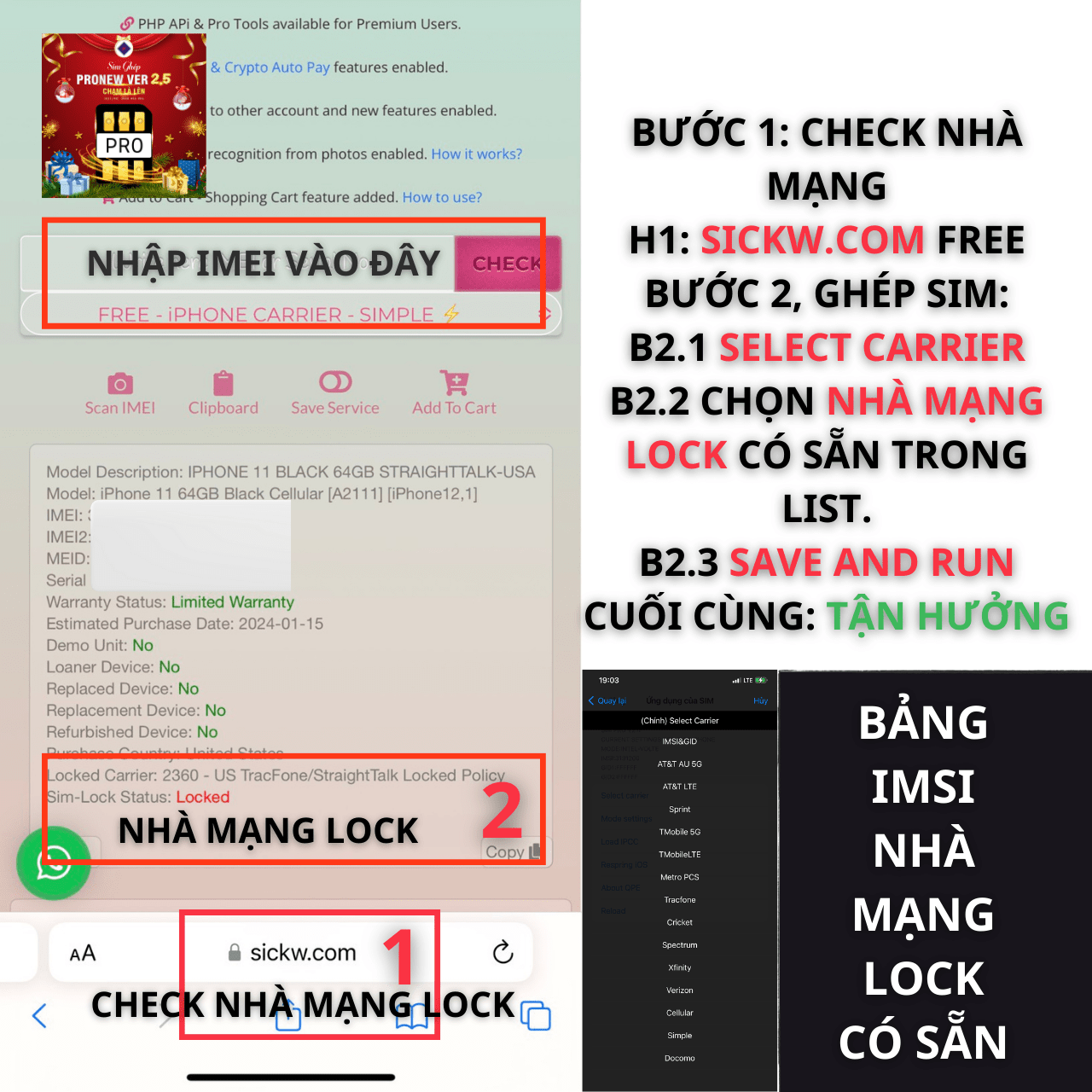 Từng bước ghép sim ProNew Ver 2.5
