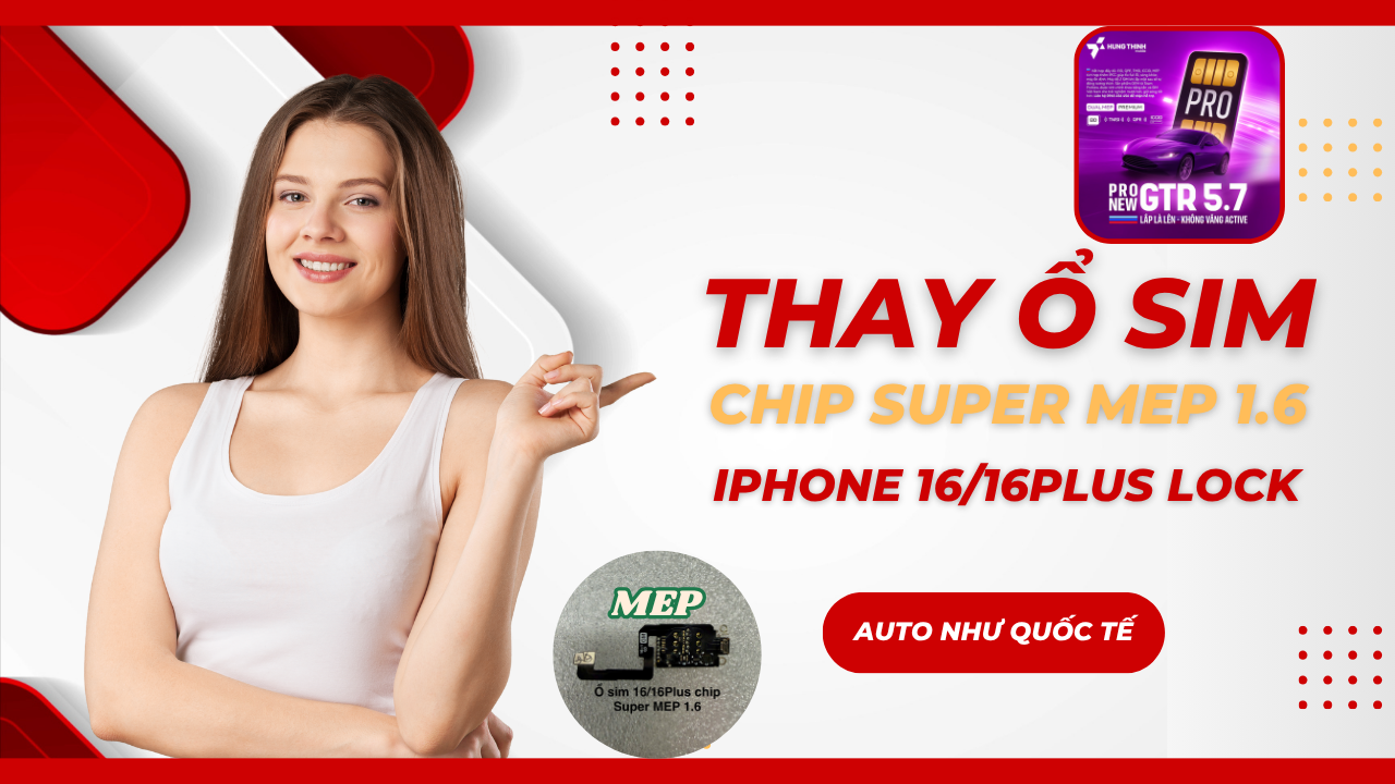 iPhone 16/16 Plus Lock lên 2 SIM như quốc tế chỉ 1 thao tác với ổ SIM ProNew Super MEP 1.6